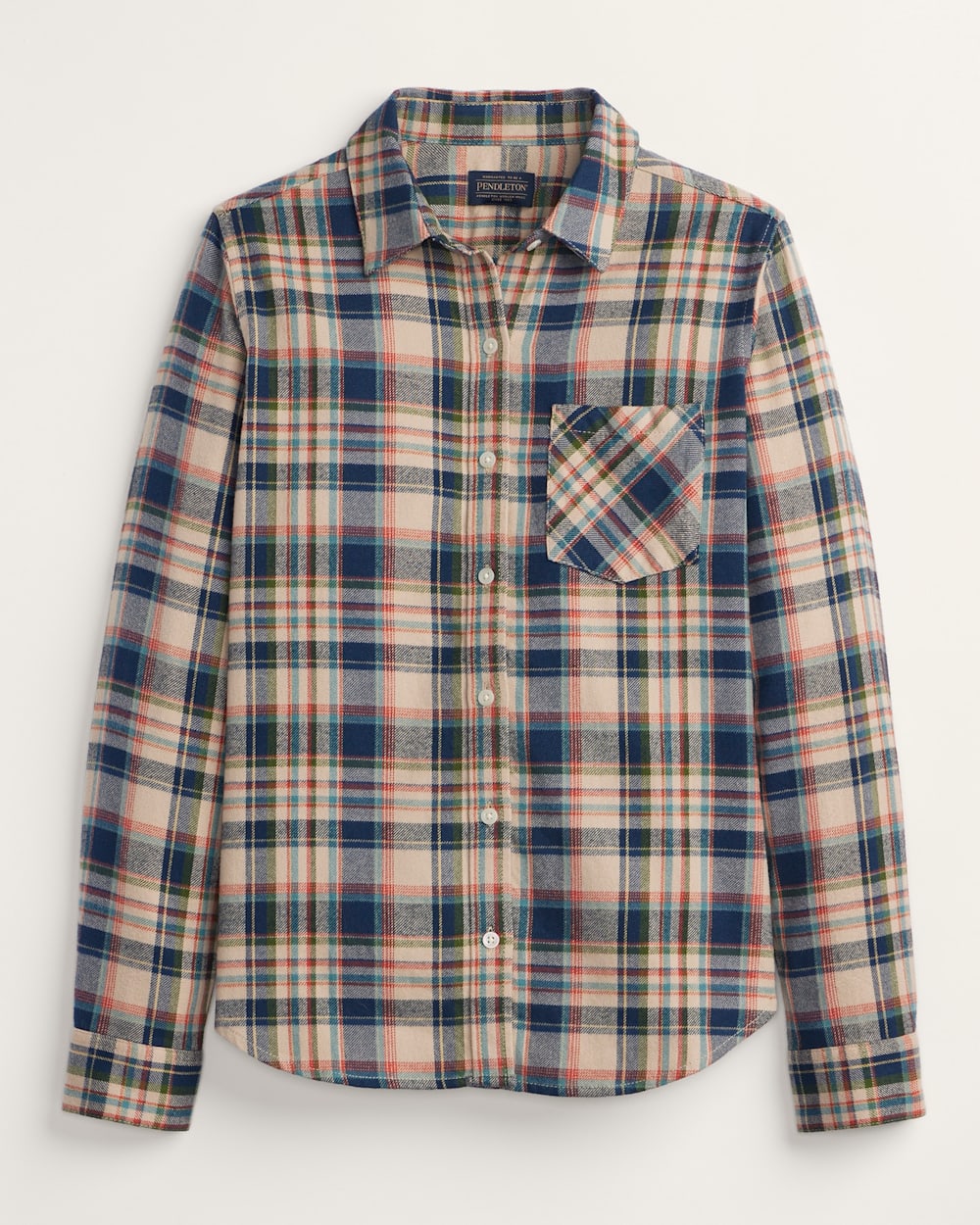 WOMEN'S PLAID COTTON FLANNEL RELAXED SHIRT<br>TAN MULTI PLAID