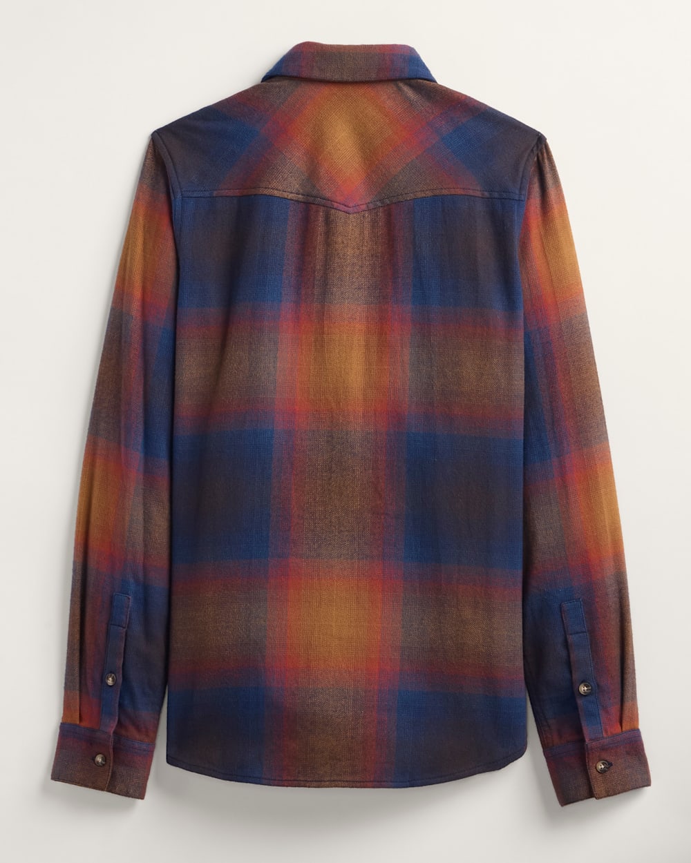 WOMEN'S PLAID COTTON FLANNEL WESTERN SHIRT<br>NAVY/SUNSET OMBRE