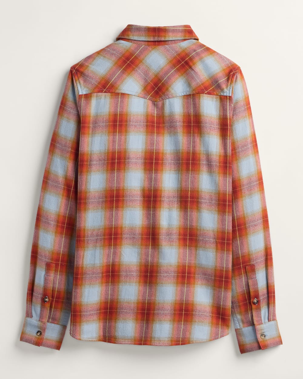 WOMEN'S PLAID COTTON FLANNEL WESTERN SHIRT<br>BLUE/RUST PLAID