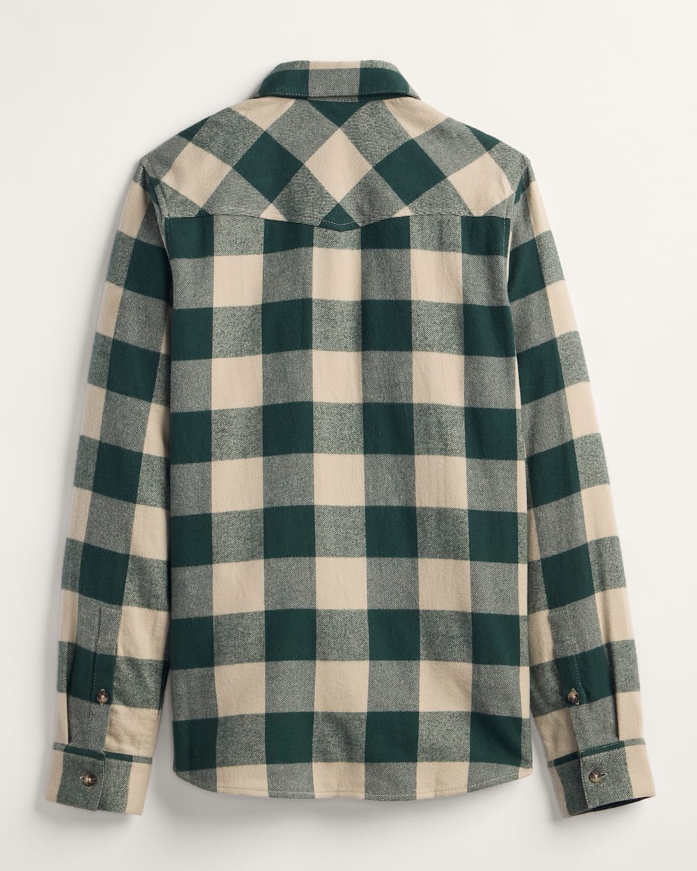 WOMEN'S PLAID COTTON FLANNEL WESTERN SHIRT<br>TAN/EVERGREEN PLAID