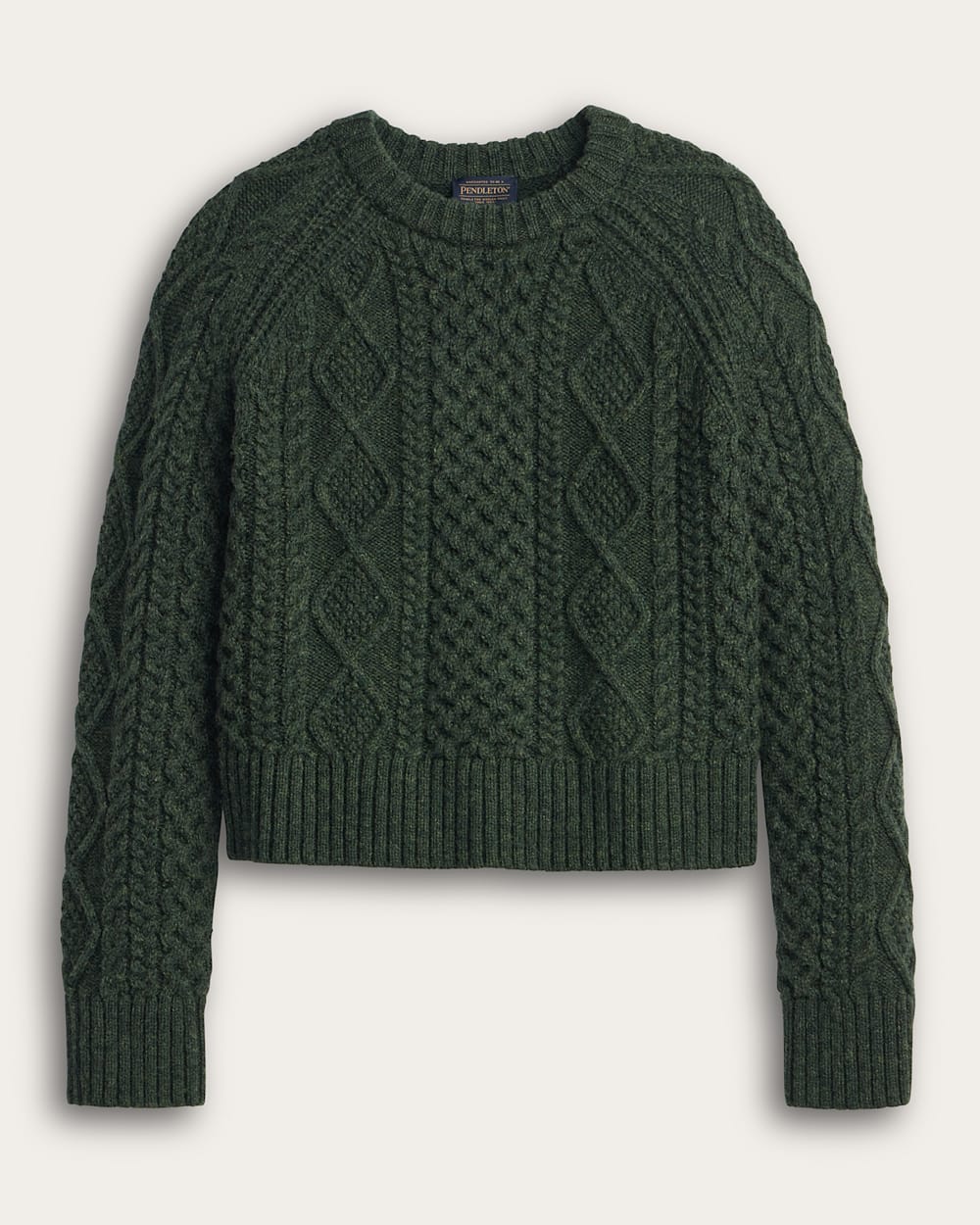 WOMEN'S FISHERMAN WOOL SWEATER<br>DARK FIR