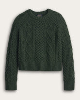 WOMEN'S FISHERMAN WOOL SWEATER<br>DARK FIR