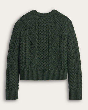 WOMEN'S FISHERMAN WOOL SWEATER<br>DARK FIR