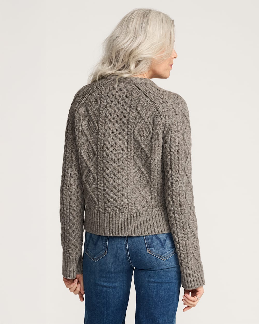 WOMEN'S FISHERMAN WOOL SWEATER<br>STONE HEATHER