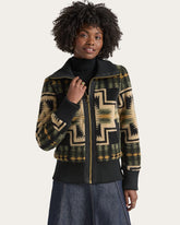 WOMEN'S HARDING FOXGLOVE FLEECE BOMBER JACKET<br>GREEN TEA