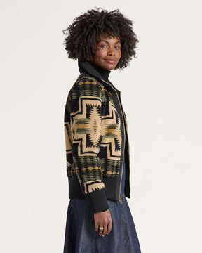 WOMEN'S HARDING FOXGLOVE FLEECE BOMBER JACKET<br>GREEN TEA