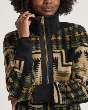 WOMEN'S HARDING FOXGLOVE FLEECE BOMBER JACKET<br>GREEN TEA