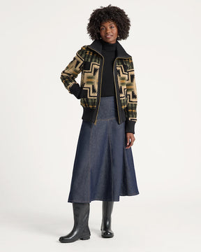 WOMEN'S HARDING FOXGLOVE FLEECE BOMBER JACKET<br>GREEN TEA