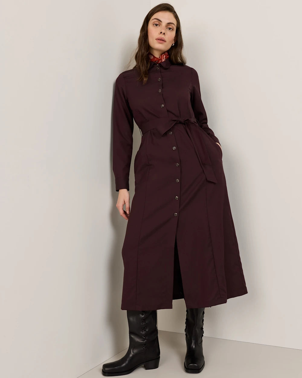 BLAIR WOOL DRESS<br>MAROON MIX