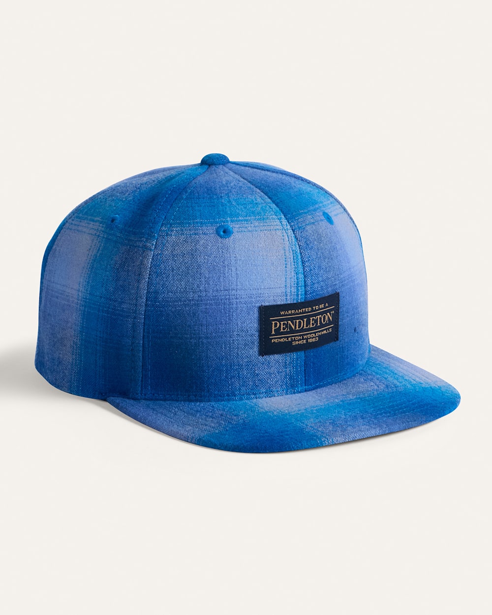 PLAID FLAT BRIM HAT<br>BLUE OMBRE