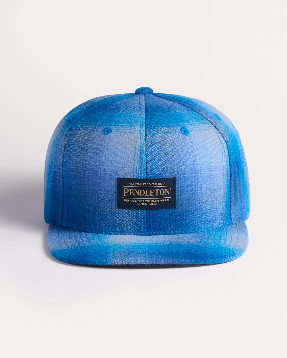 PLAID FLAT BRIM HAT<br>BLUE OMBRE
