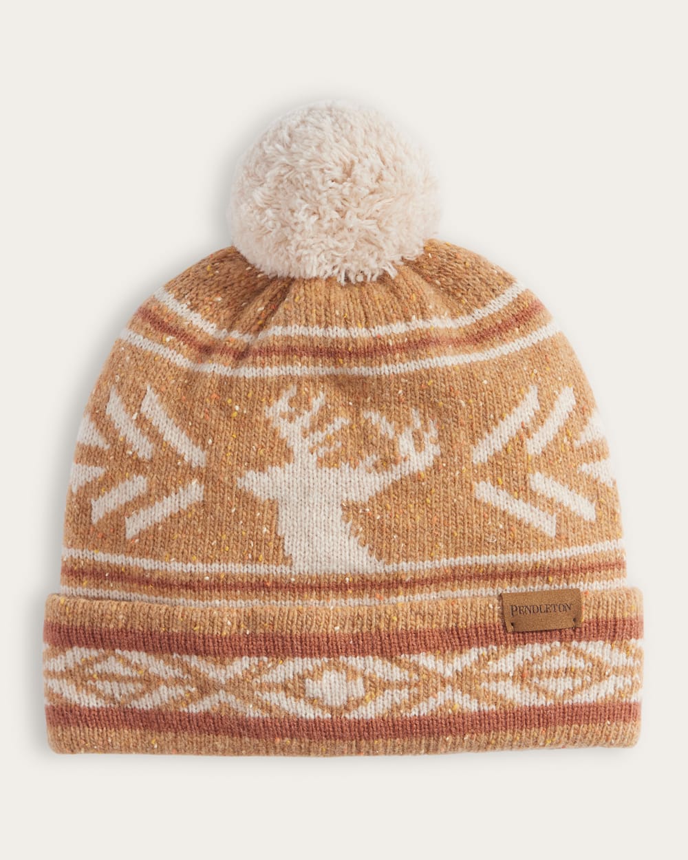ICON LAMBSWOOL POM BEANIE<br>TAN
