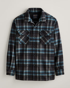 MEN'S PLAID BOARD SHIRT<br>GREY MIX/AQUA PLAID