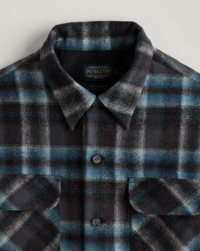 MEN'S PLAID BOARD SHIRT<br>GREY MIX/AQUA PLAID