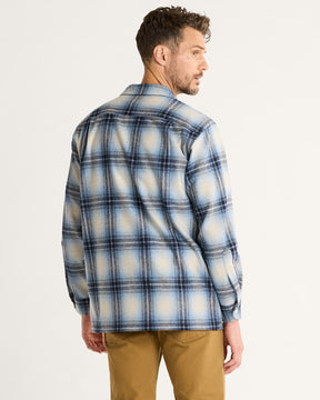 MEN'S PLAID BOARD SHIRT<br>LIGHT BLUE MIX OMBRE