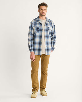 MEN'S PLAID BOARD SHIRT<br>LIGHT BLUE MIX OMBRE