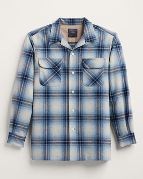 MEN'S PLAID BOARD SHIRT<br>LIGHT BLUE MIX OMBRE