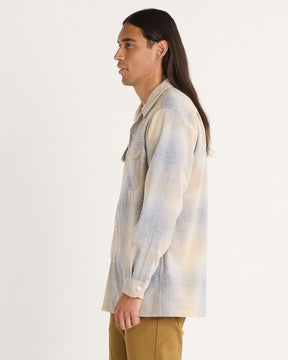 MEN'S PLAID BOARD SHIRT<br>TAN/GREY MIX OMBRE