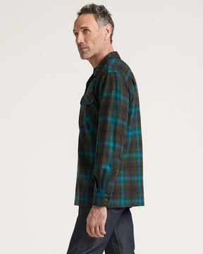 MEN'S PLAID BOARD SHIRT<br>TEAL/CHARCOAL OMBRE