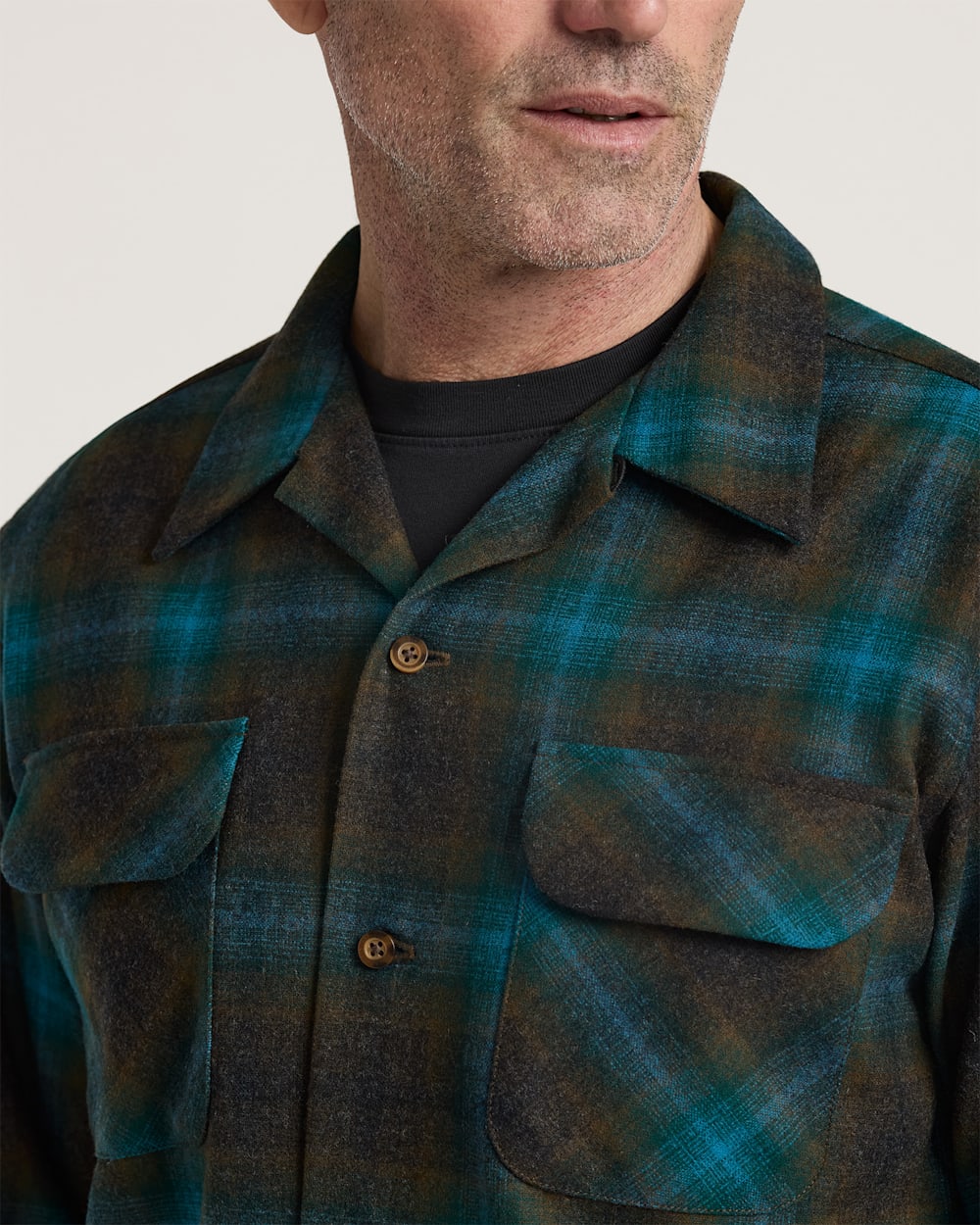 MEN'S PLAID BOARD SHIRT<br>TEAL/CHARCOAL OMBRE