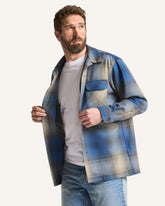 MEN'S PLAID BOARD SHIRT<br>BLUE/TAN OMBRE