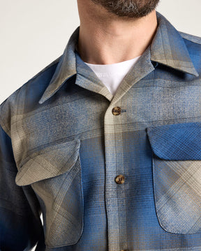 MEN'S PLAID BOARD SHIRT<br>BLUE/TAN OMBRE
