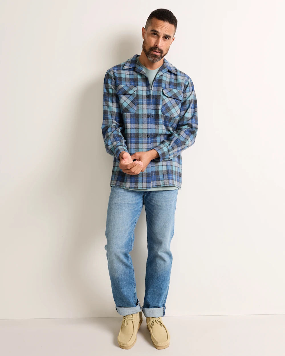 MEN'S PLAID BOARD SHIRT<br>BLUE ORIGINAL SURF PLAID