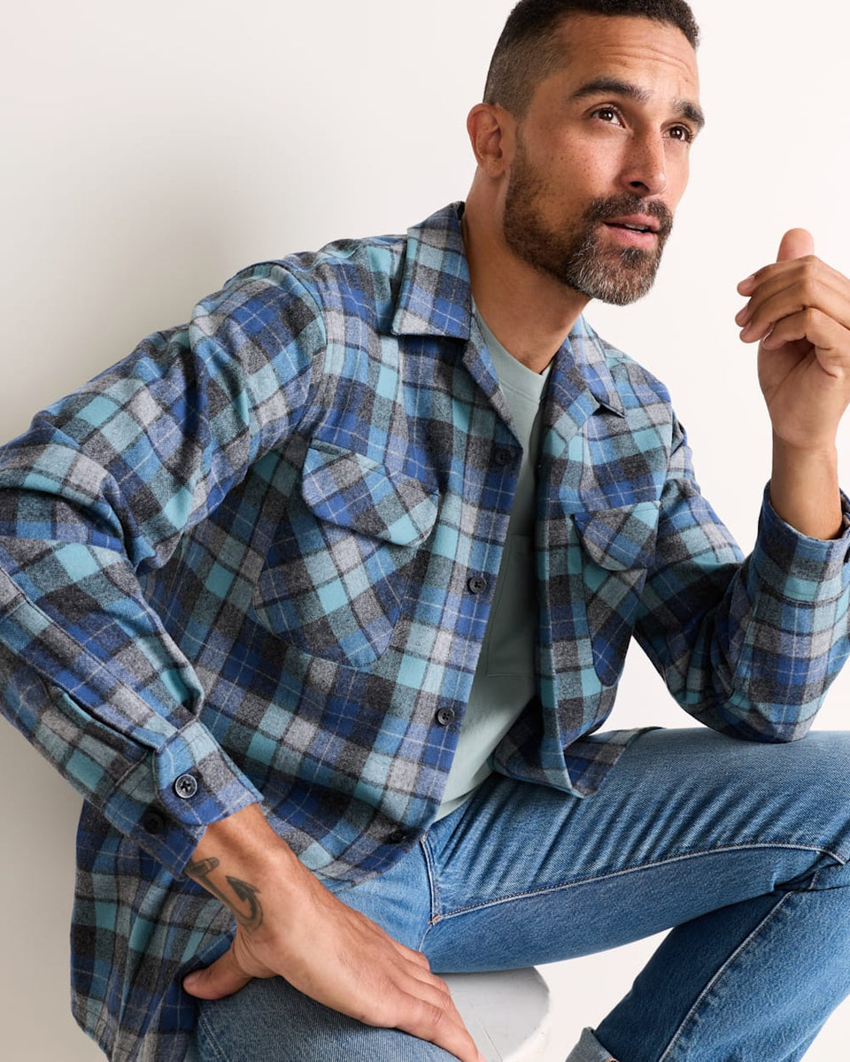 MEN'S PLAID BOARD SHIRT-BLUE ORIGINAL SURF PLAID