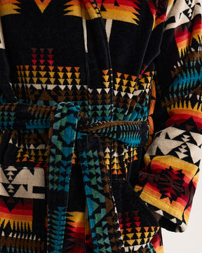UNISEX COTTON TERRY VELOUR BATHROBE<br>BLACK CHIEF JOSEPH