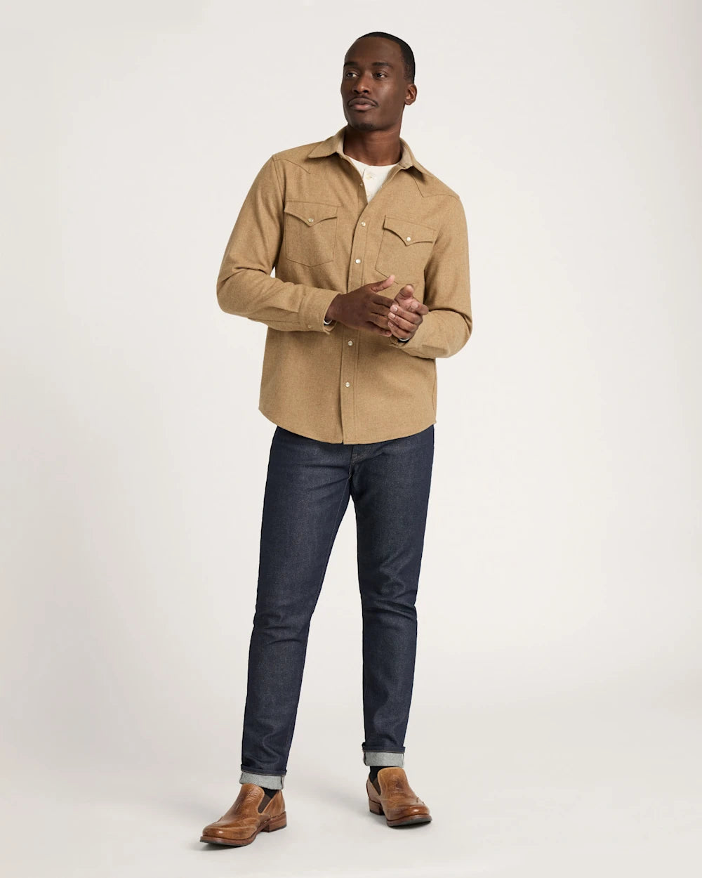 MEN'S SNAP-FRONT WESTERN CANYON SHIRT<br>TAN MIX