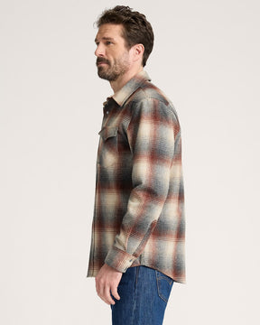 MEN'S PLAID SNAP-FRONT WESTERN CANYON SHIRT<br>RED/GREY MIX OMBRE