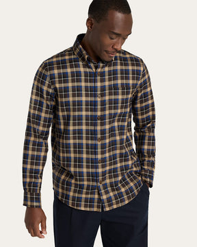 SAMPLE - MEN'S SIR PENDLETON MERINO SHIRT<br>BROWN/BLUE PLAID