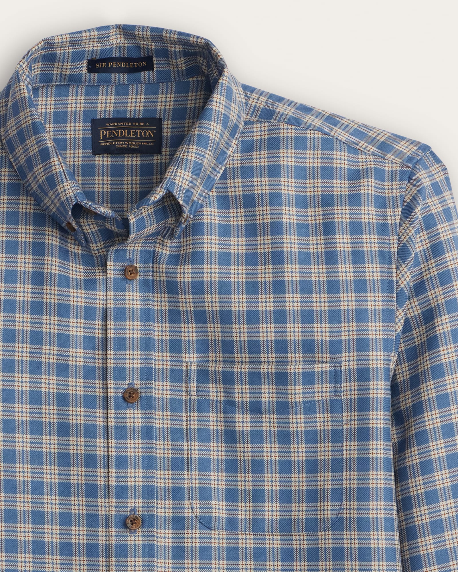 MEN'S SIR PENDLETON MERINO SHIRT<br>Blue/TAN CHECK