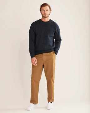 MEN'S SHETLAND COLLECTION SWEATER<br>INDIGO HEATHER