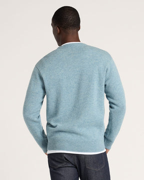 MEN'S SHETLAND COLLECTION SWEATER<br>LIGHT BLUE MIX
