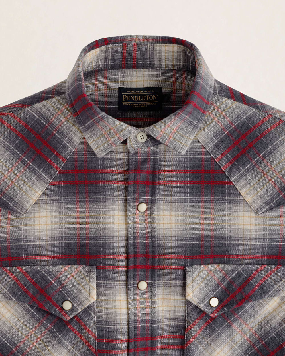 MEN'S PLAID WYATT SNAP-FRONT COTTON SHIRT<br>GREY/RED