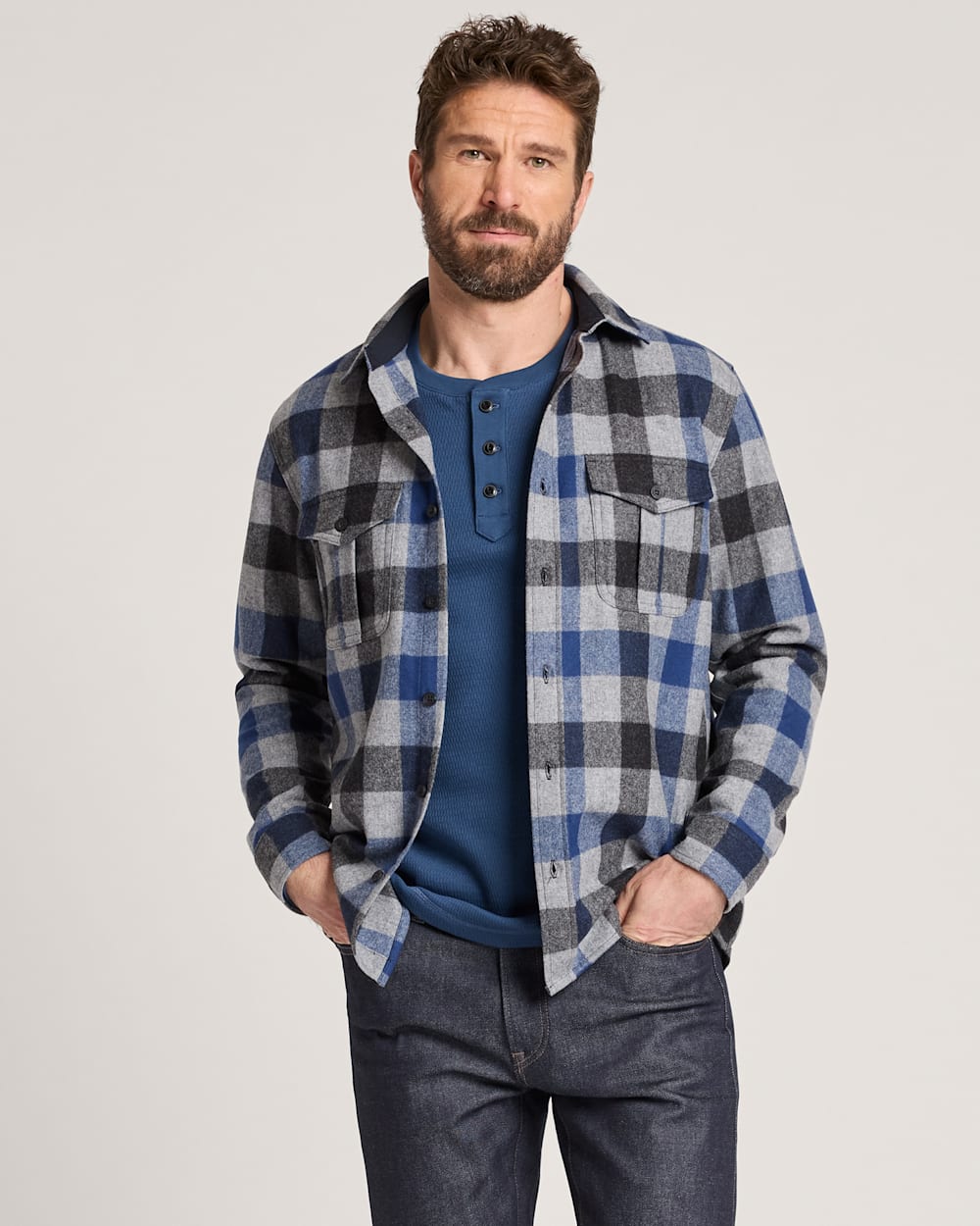 MEN'S BUFFALO CHECK SCOUT SHIRT<br>BLUE MULTI CHECK