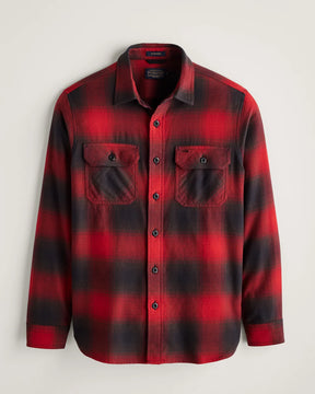 SAMPLE -MEN'S PLAID BURNSIDE COTTON FLANNEL SHIRT<br>RED/BLACK PLAID