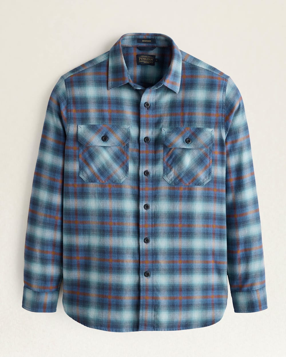 MEN'S BURNSIDE DOUBLEBRUSHED FLANNEL SHIRT<br>NAVY/AQUA/BRICK PLAID