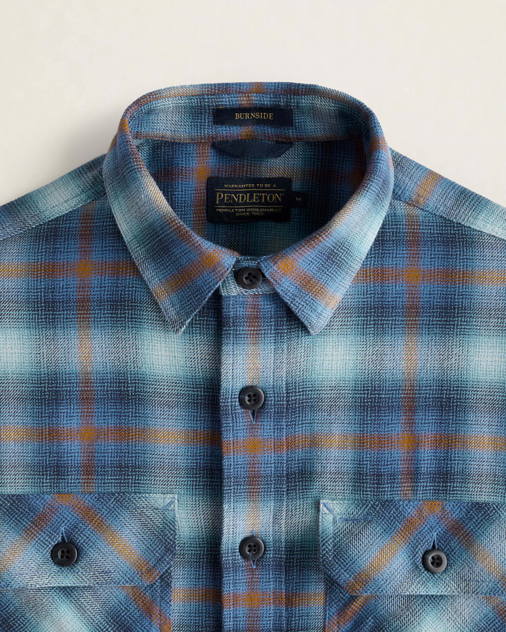 MEN'S BURNSIDE DOUBLEBRUSHED FLANNEL SHIRT<br>NAVY/AQUA/BRICK PLAID