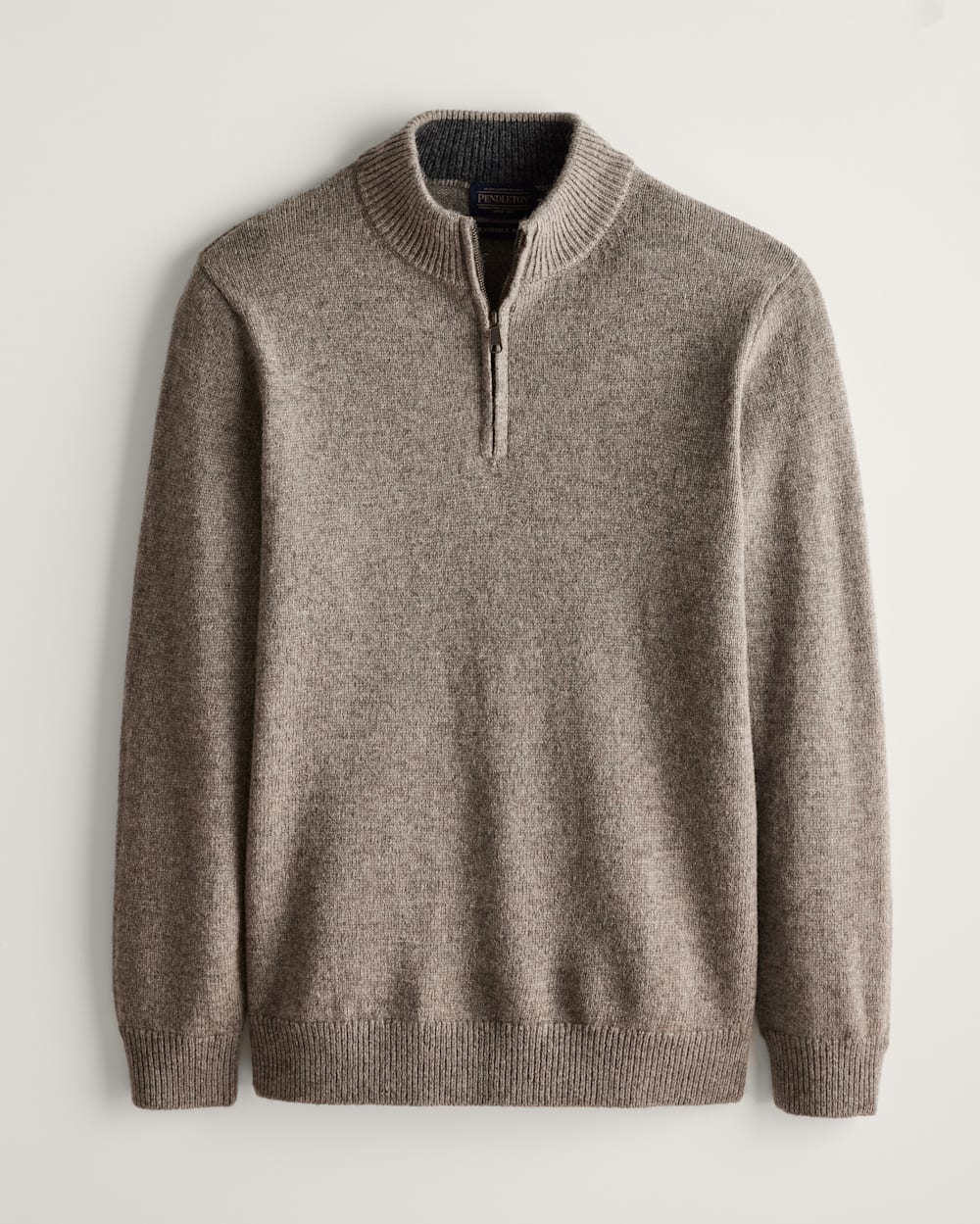 MEN'S SHETLAND COLLECTION HALF-ZIP SWEATER<br>STONE HEATHER