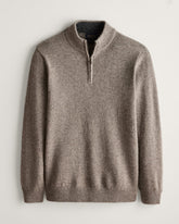 MEN'S SHETLAND COLLECTION HALF-ZIP SWEATER<br>STONE HEATHER