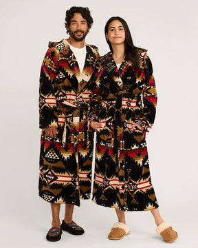UNISEX NEHALEM COTTON TERRY VELOUR ROBE<br>BLACK/RED