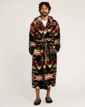 UNISEX NEHALEM COTTON TERRY VELOUR ROBE<br>BLACK/RED