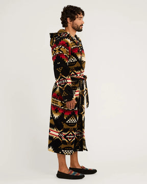 UNISEX NEHALEM COTTON TERRY VELOUR ROBE<br>BLACK/RED