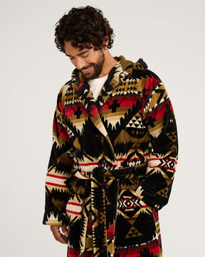 UNISEX NEHALEM COTTON TERRY VELOUR ROBE<br>BLACK/RED