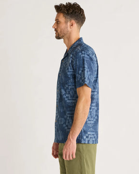MEN'S ALOHA COTTON CAMP SHIRT<br>HARDING NAVY