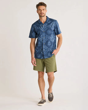 MEN'S ALOHA COTTON CAMP SHIRT<br>HARDING NAVY