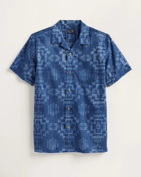 MEN'S ALOHA COTTON CAMP SHIRT<br>HARDING NAVY