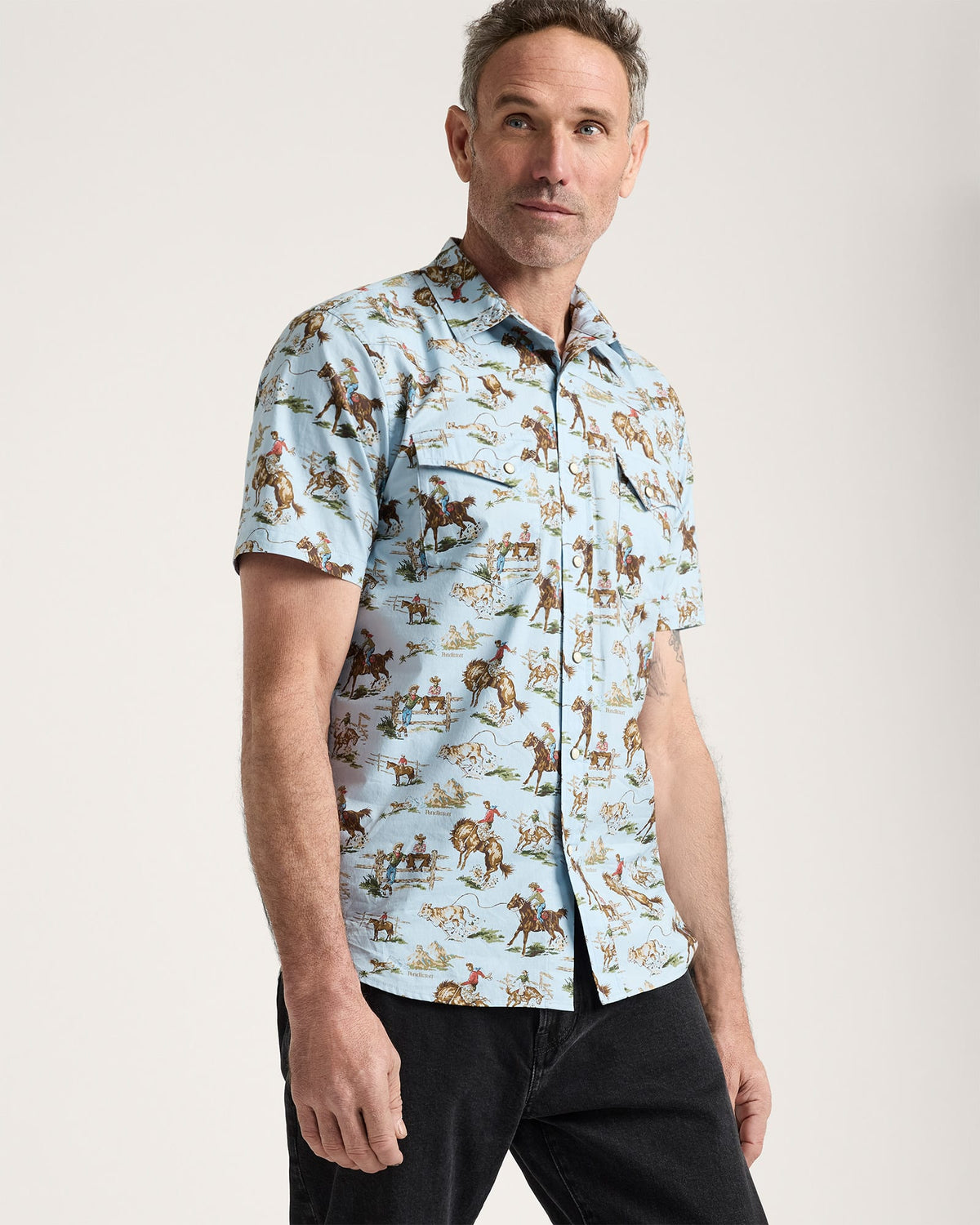 MEN'S LARAMIE SNAP-FRONT SHIRT<br>BLUE WILD HORSES